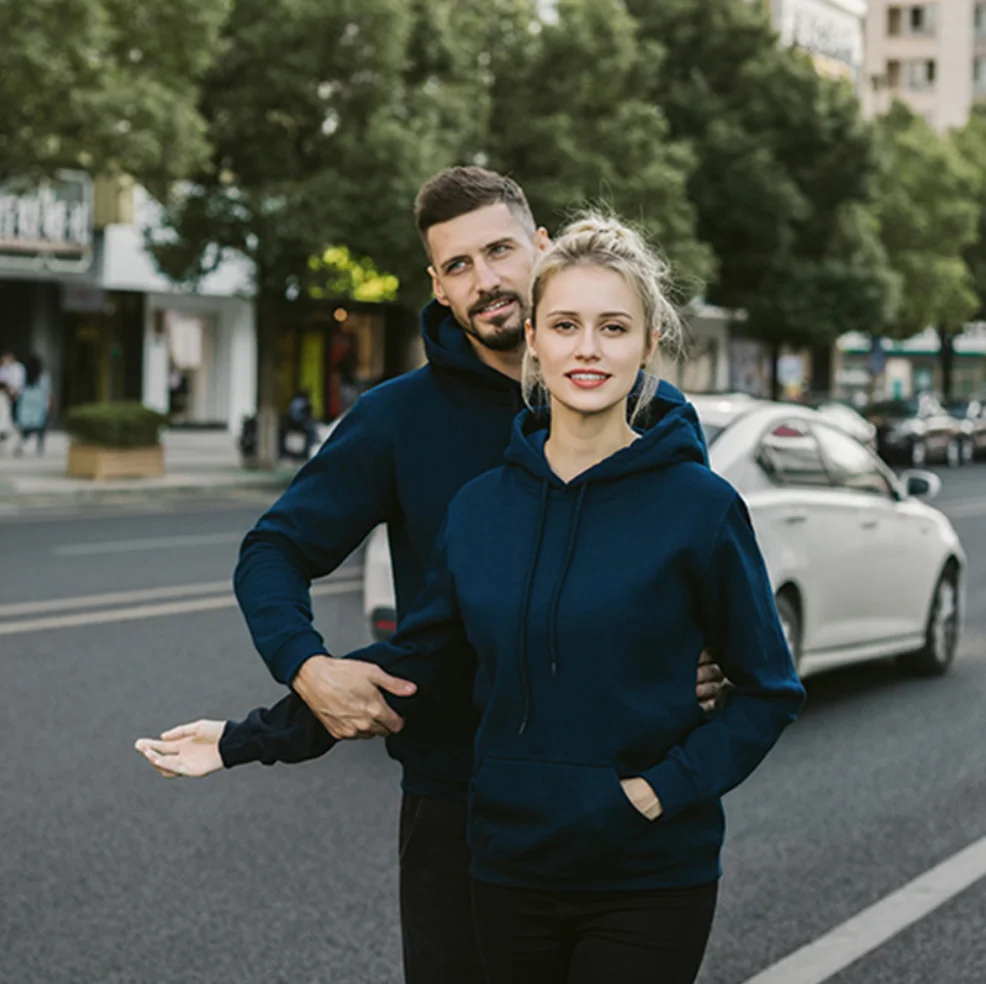 hot sale wholesale blank high quality men plain hoodies unisex navy blue hoodies