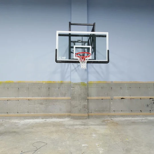 Заводская поставка регулируемая высота официальный размер панели настенный стеклянный баскетбольный обруч с отрывом