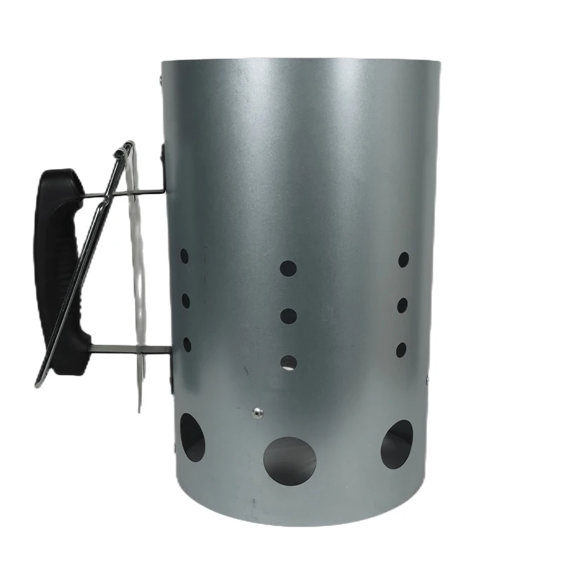 Portable Multifunction Galvanized Steel BBQ Charcoal Chimney Fire Starter Charcoal Lighter with Heat Resistant Handle