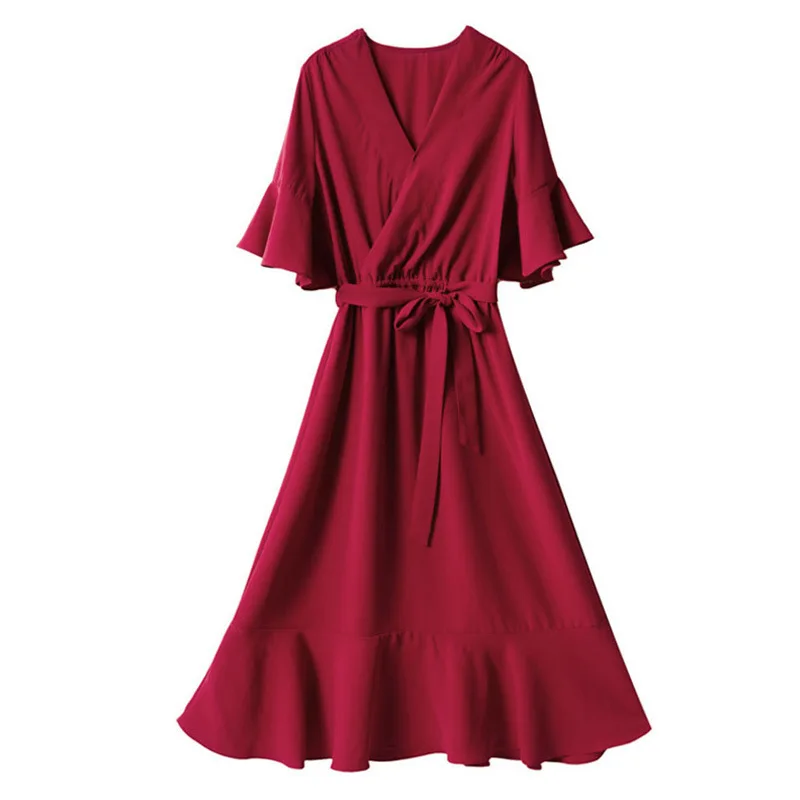 
Female French Small Audience Platycodon Grandiflorum Super Fairy Dress Retro Dress Waist Over The Knee Dress 