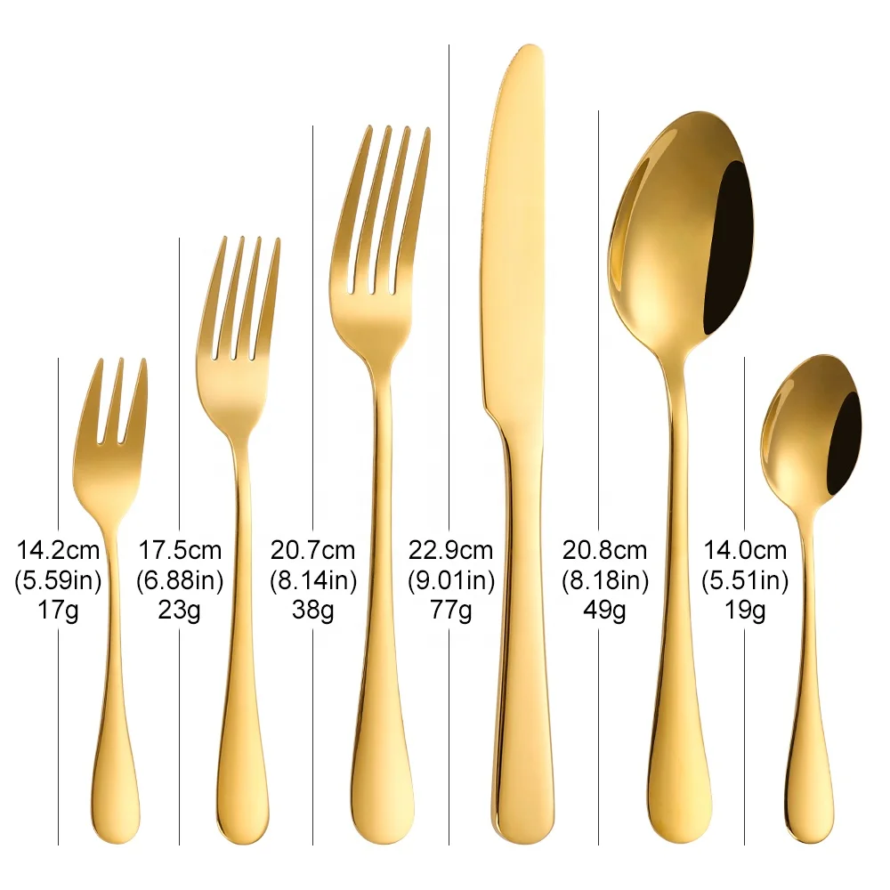 Wedding 5pcs Mirror Stainless Steel Silver and Gold Cutlery Set Golden Flatware Besteck Set Metal