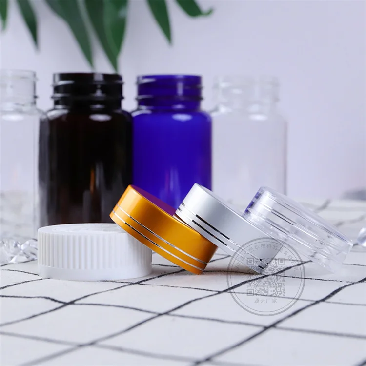 Wholesale 60ml 80ml 100ml Empty amber Plastic Medicine Capsule Pill Bottle