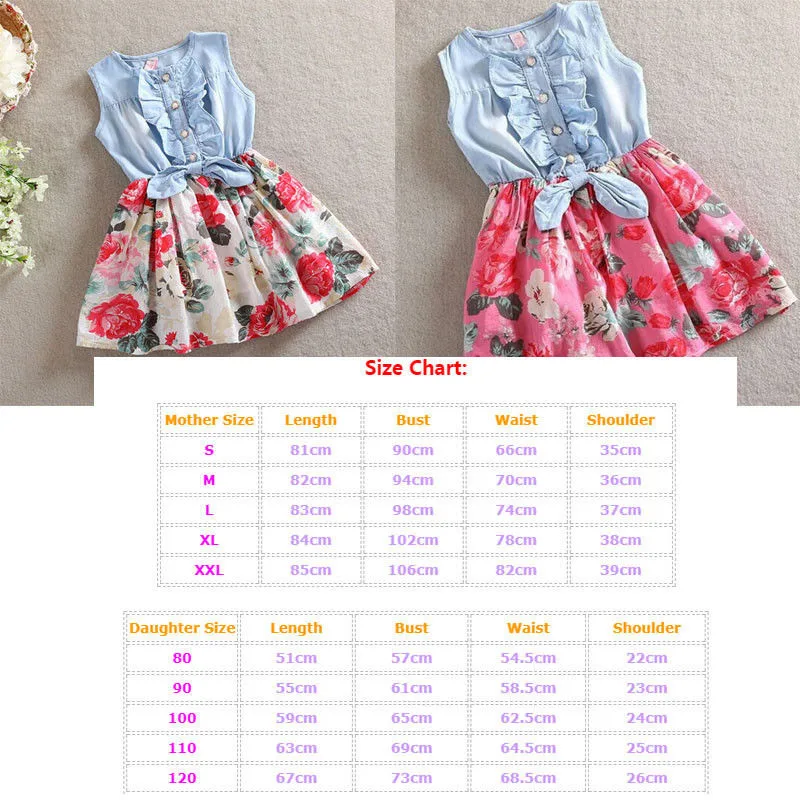 
Summer Mother and Daughter Dresses Family Matching Clothes Women Kids Girl Ruffles Sleeveless Floral Dress Elegant Flower Outfit 