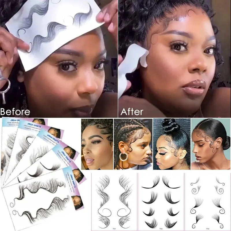 
Template Edges Bang Baby Hair Tattoo,7 Day Long Lasting Baby Hair Edges Tattoo Sticker,Waterproof Tattoo Edges Baby Hair 
