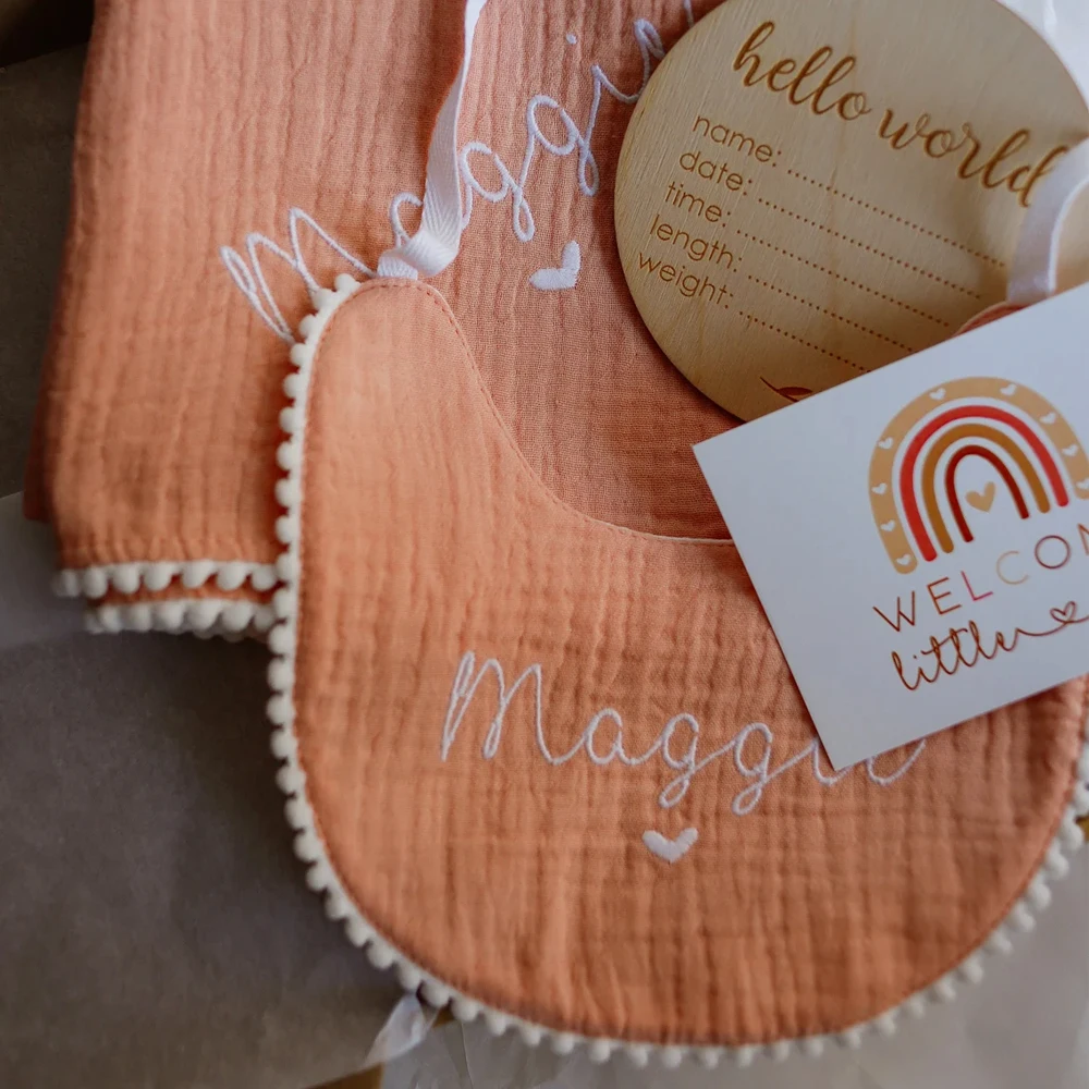 Breathable Cotton Muslin Baby Bibs Pompoms Bibs Multi Use Infinity Scarf for Teething and Drooling