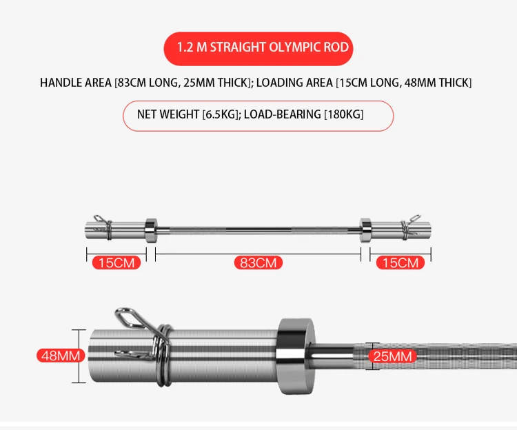 Weight Lifting Barbell Gym Fitness Lifting Bar Set 1.2m 1.5m 1.8m 2.2m Straight Curved bar