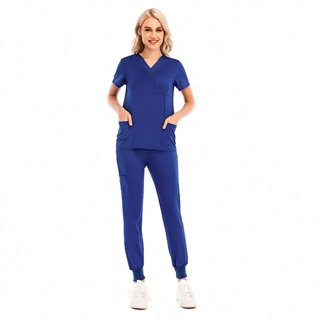 wholesale Plus Size nurse sets Medical suit women polyester rayon spandex scrub tops uniform