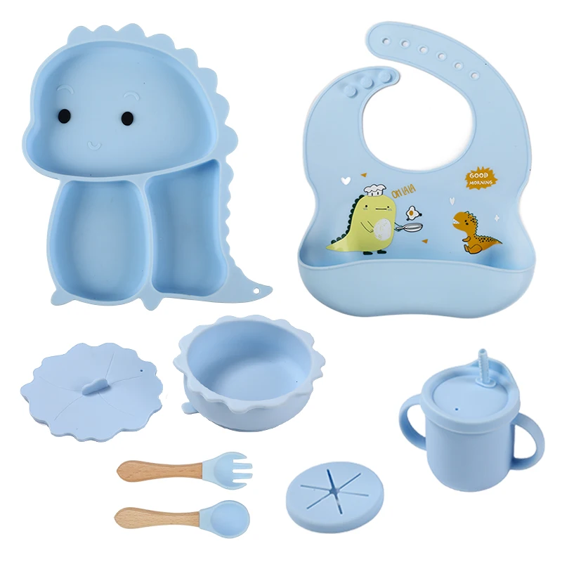 BSCI certified wholesale can be customized large capacity non odor and easy to clean silicone baby feeding set