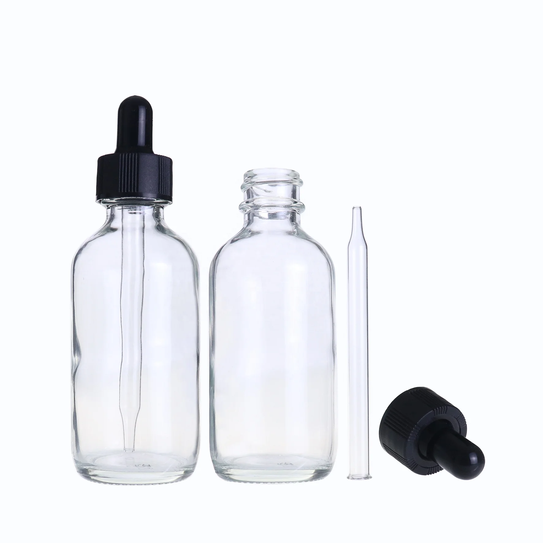 1oz 2oz 30ml 60ml Boston Amber Clear serum oil Glass Dropper Bottles With Pipette