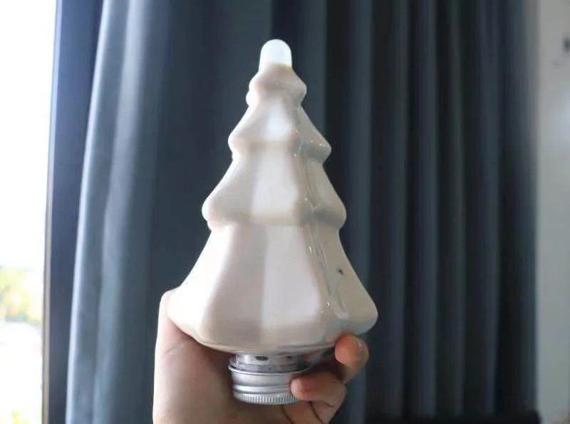 Maysure Christmas Ornaments Tower Shaped Blown Red Glass Christmas Tree with LED Lights Home Table Decor