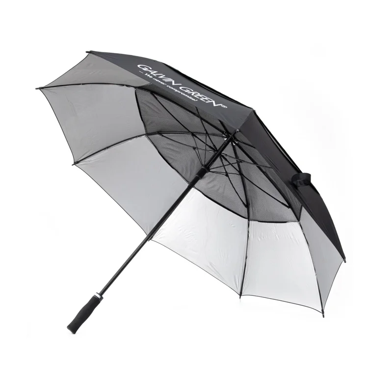 Silver coating UV protection luxury golf umbrella with custom logo print