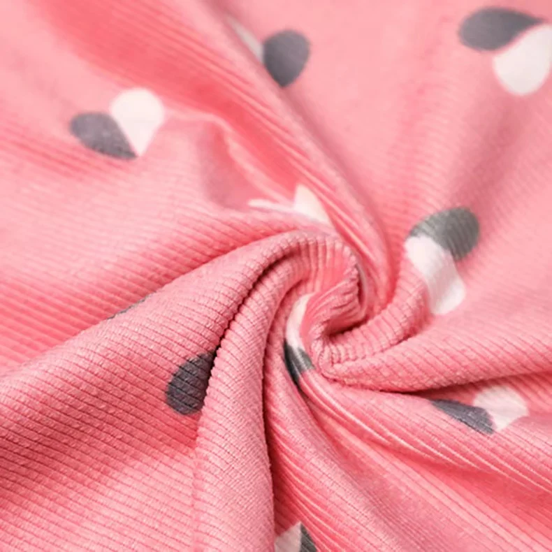 hot sale custom knit rib velvet fabric with digital printing designer fabric