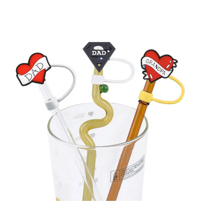 8mm Reusable Silicone Drinking Straw Topper Charms Coffee Inspired Topper Attachments for Wine Tumblers Bulk Straw Cover Charms