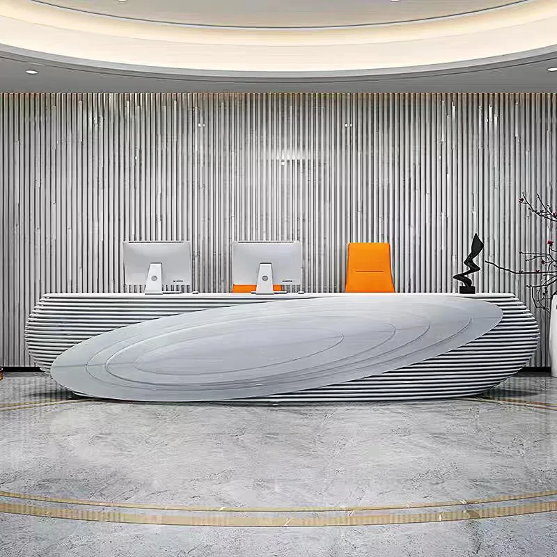 Office Furniture Arc Shape Counter Front Desk Beauty Salon Modern White Reception Desks High Quality Modern Front Counter