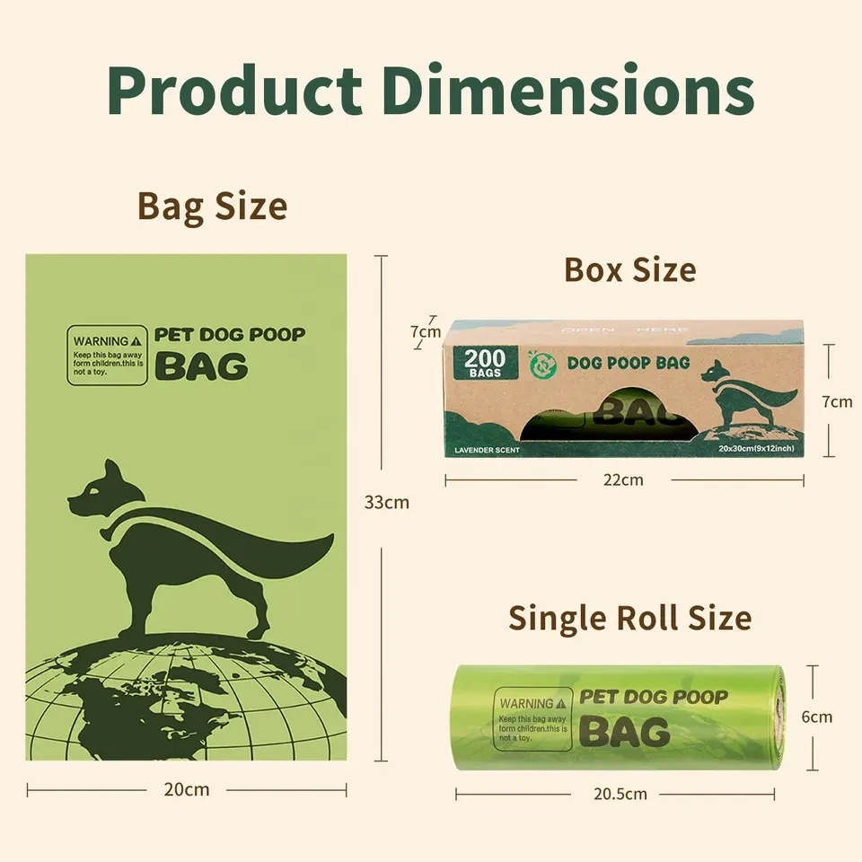 Biodegradable Dog Poop Bags 200 Pieces Dispenser Box Pet Waste Bags Dog Bags For Poop