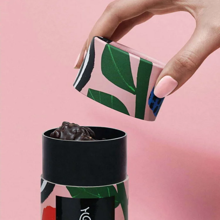 Sustainable Dry Fruits Almond Cylinder Packaging Paper Craft Box For Food Custom Chocolate Cake Boxes And Packaging
