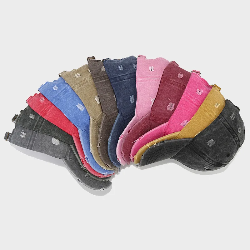 Custom High Quality  distressed cap Baseball hat Unstructured acid wash bucket hat