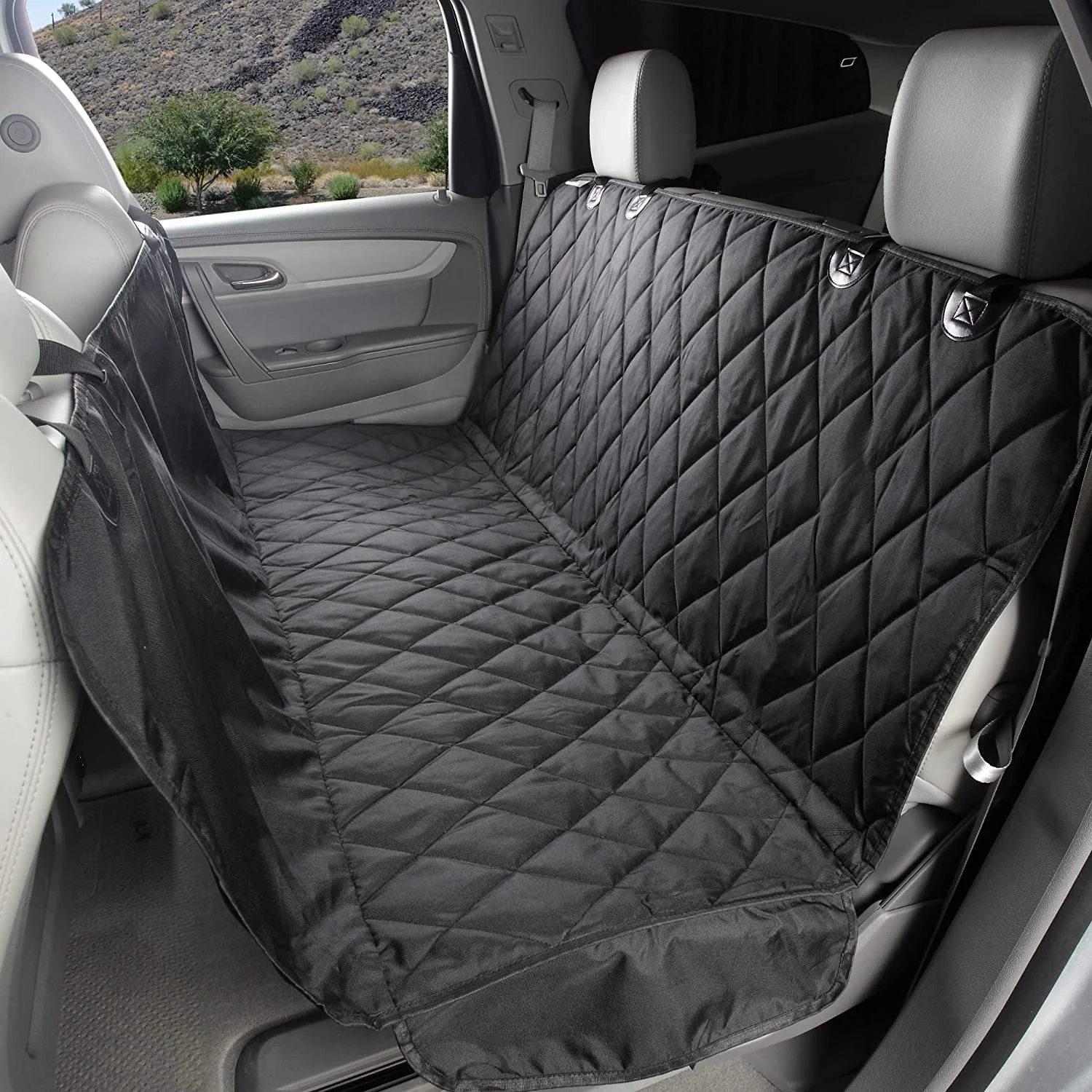 Wholesale Manufacturer 100% Waterproof Dog Car Seat Hammock Cover with Side Flaps Scratch-proof Pad Protector 4 Layers Oxford