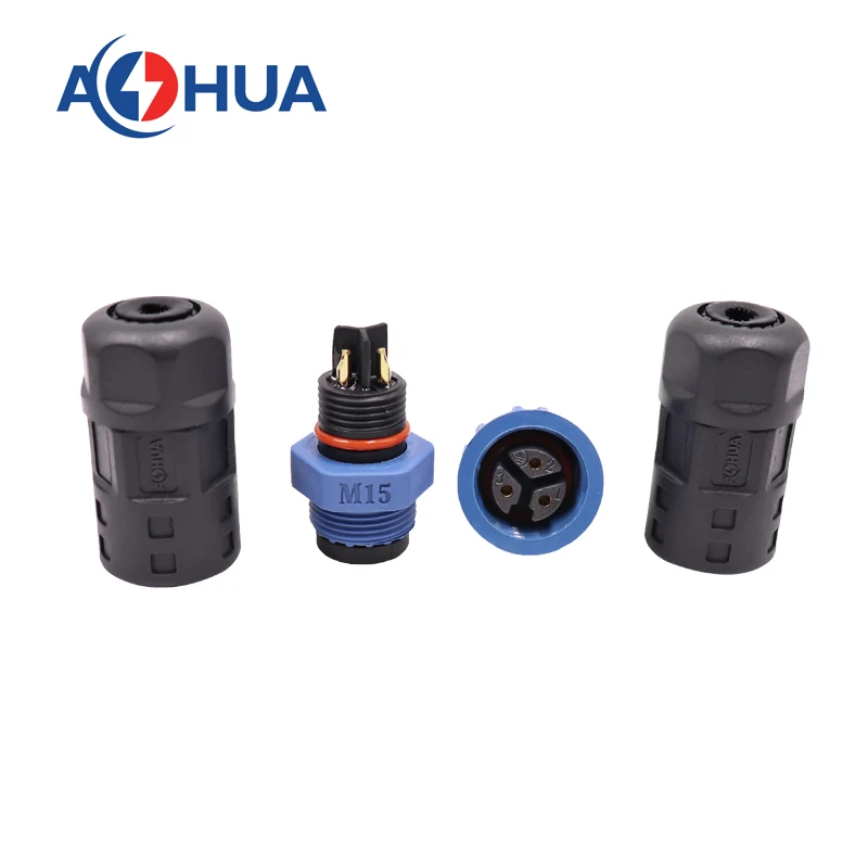 AOHUA M15 Circular Male To Female Cable Connector 2 3 Pin Electrical Connector