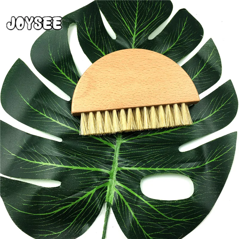 Factory Tiny Semicircle Beech Wood Cleaning Brush with Short Pig Bristle for Keyboard Cleaning