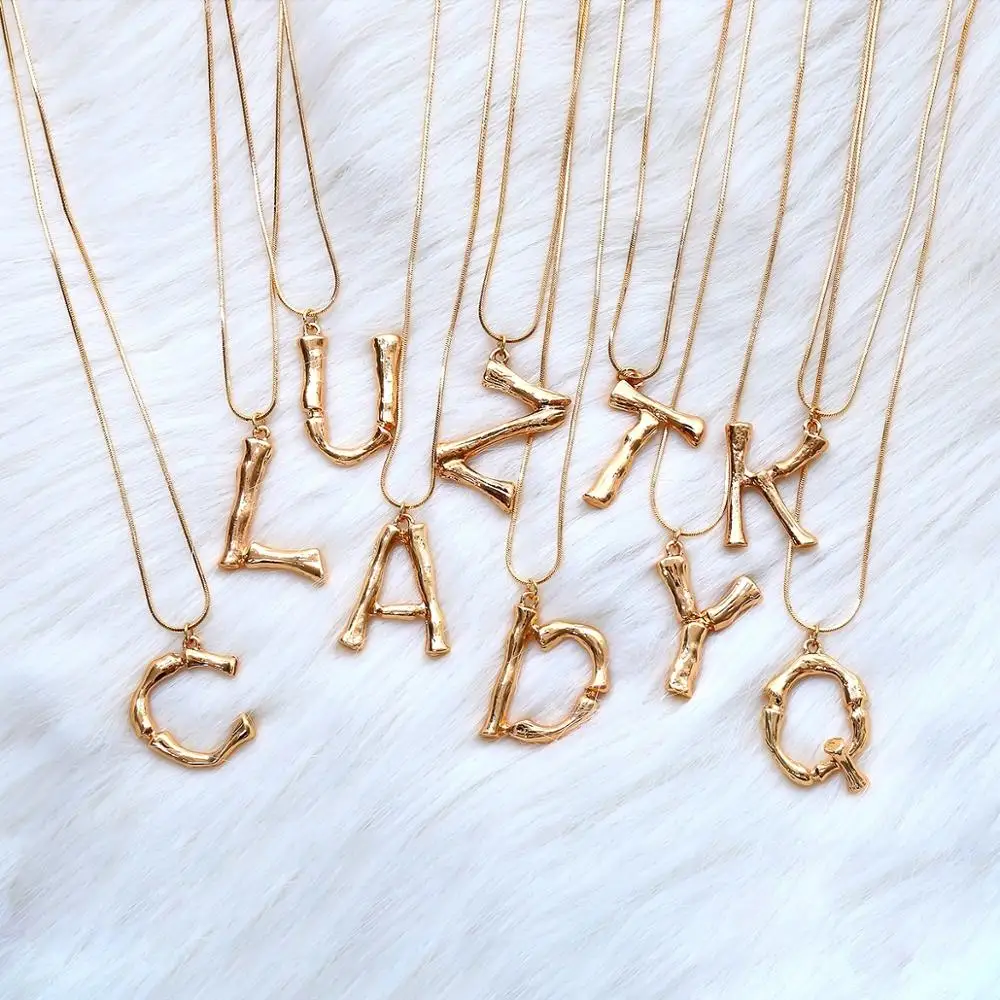 Gold Silver Letter Necklace Initials Name Necklace Pendant for Women Girls Best Birthday Gift