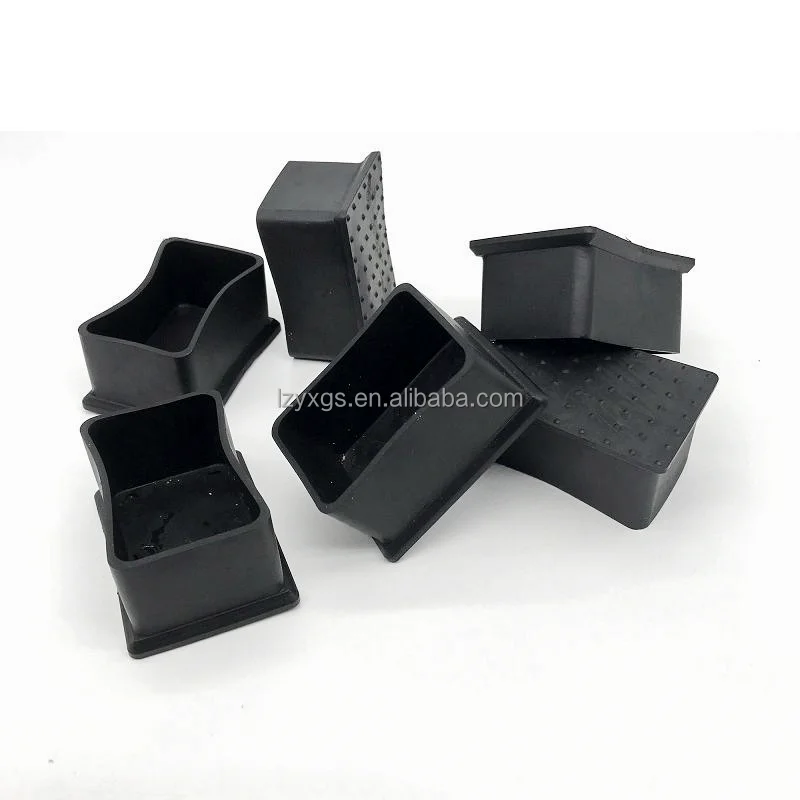 Rectangular 25*38mm mechanical equipment rubber foot cover square tube seal stainless steel table and chair foot cover