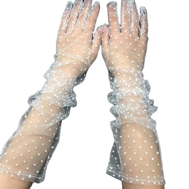 60 Cm Long Lace Gloves Wedding Braid Gloves Happy Party Cute Dot Print Decorative Gloves