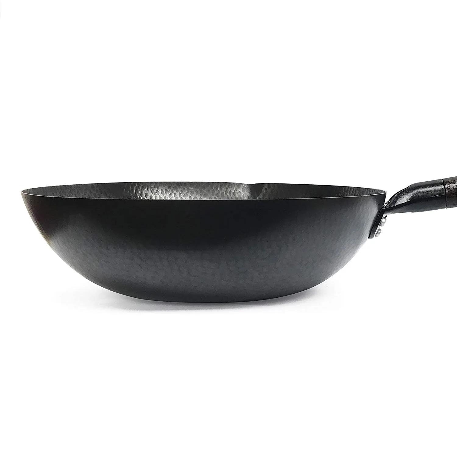 Round non-stick wok with wooden lid multi-function kitchen cookware carbon steel pot 3-piece set