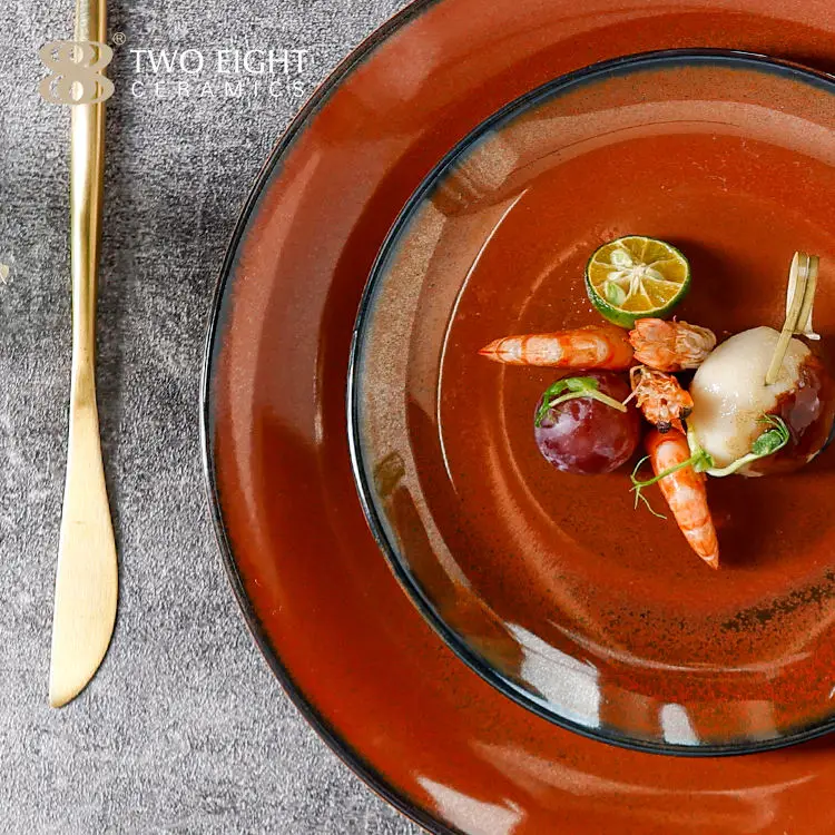 Orange Ceramic Dishware Set China Dinnerware Wholesale Porcelain Dinner Set plates ceramic dinnerware set for sale