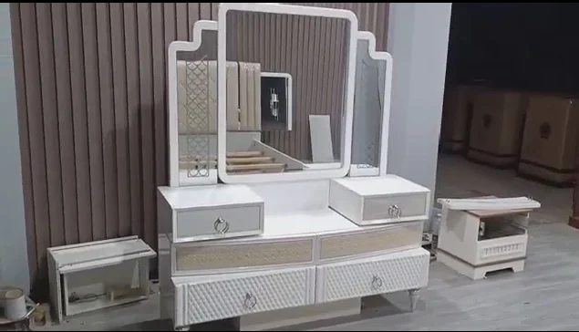 Leading bed wholesale modern luxury complete home furniture king queen size mirrored bedroom furniture set