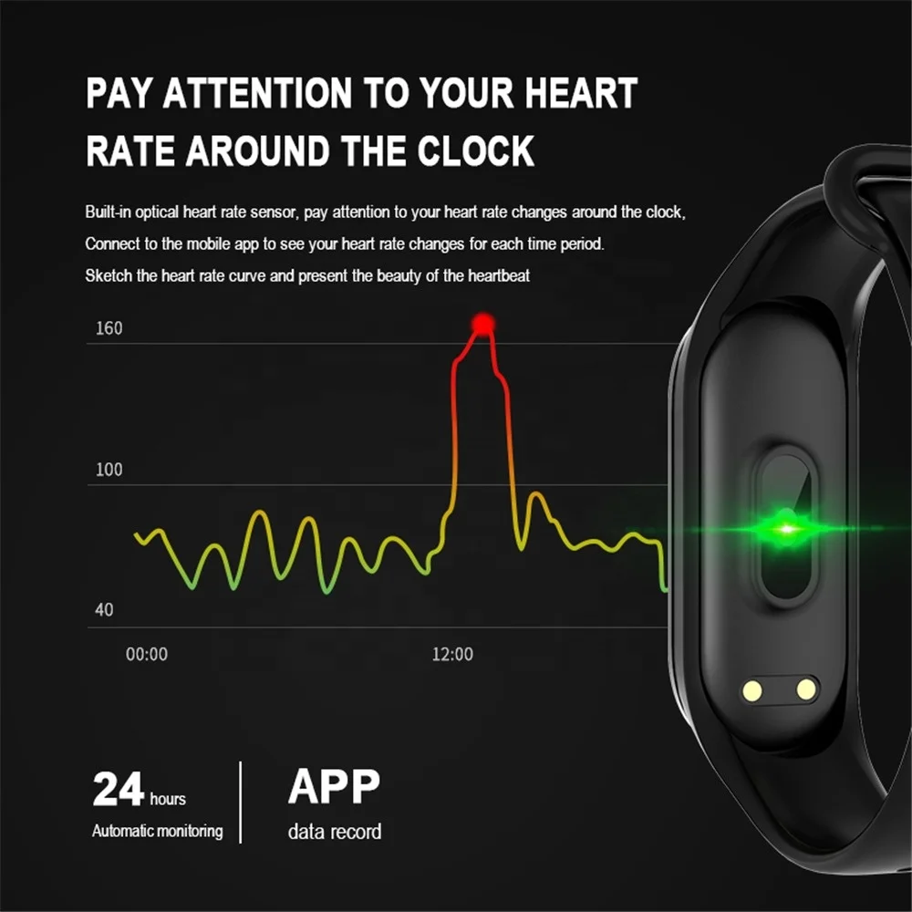 Лидер продаж смарт-браслет MiBand 4 для фитнеса с пульсометром цветной экран 135 мАч BT 5 0