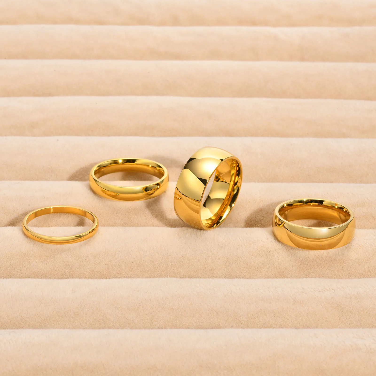 Fashion Gold Ring 18 Gold Plating Stainless Steel  Smooth Prime Circle Rings For Men Women