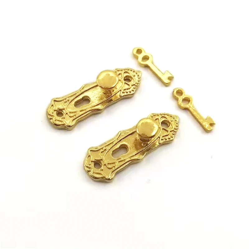 iland miniatures 1:12 Doll house door knob w/ key wooden door lock and key set/2 OA0060
