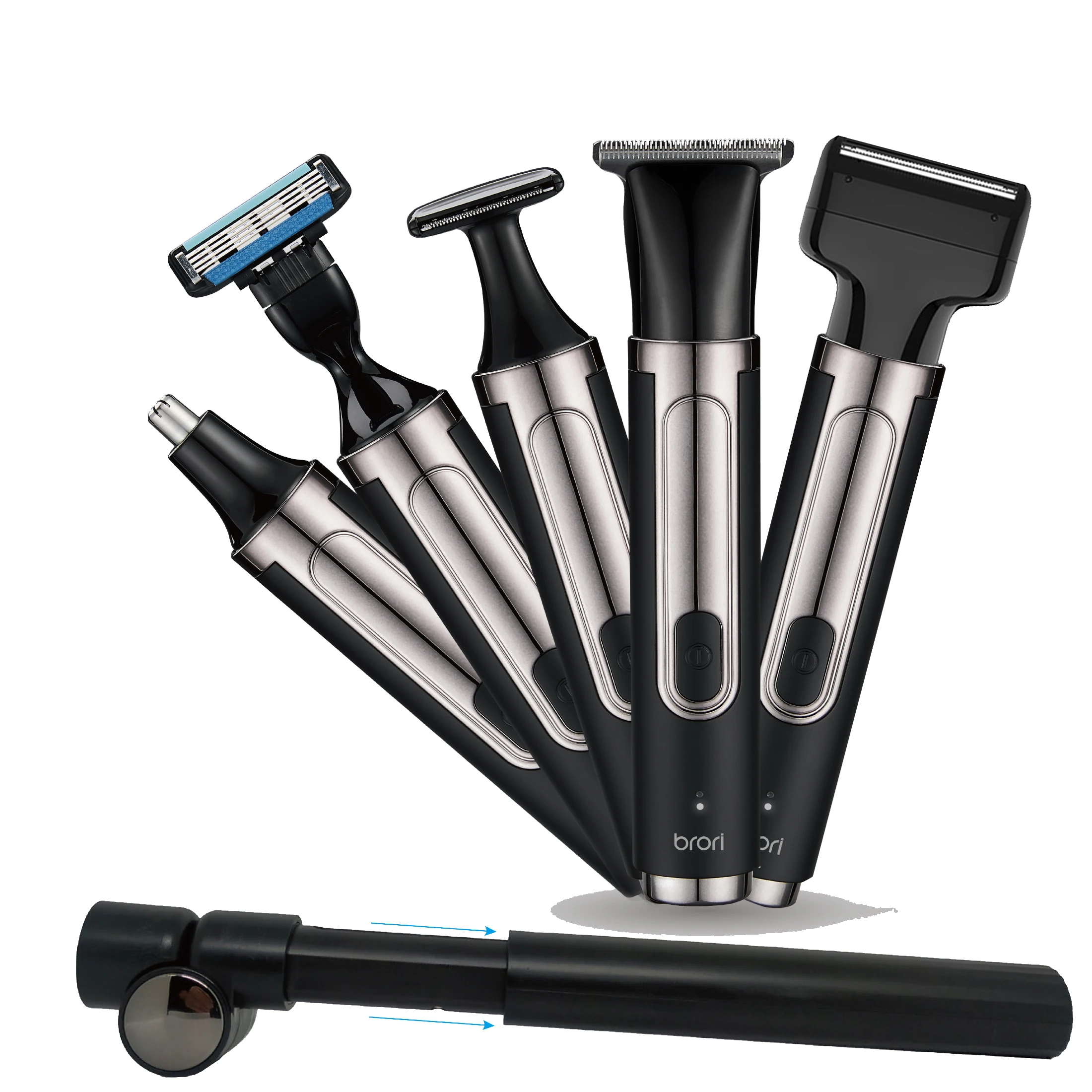 5in1 man trimmer kit with extension rod electric back hair shaver man beard shaver and hair removal and nose trimmer waterproof