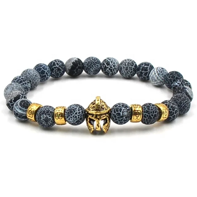 Mens Spartan Bracelet Helmet Mens Onyx Knight Bracelet For Men Warrior Gladiator wrist