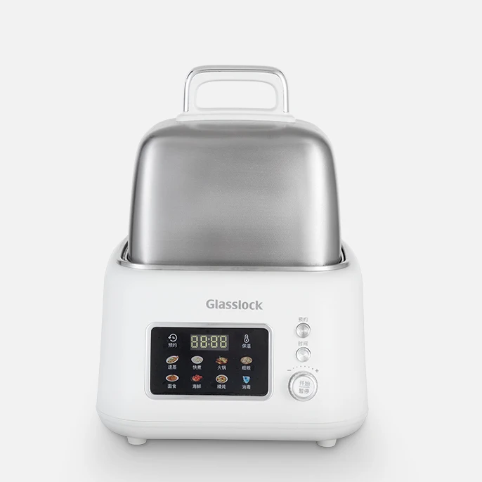 Multi-function Automatic Stainless Steel Electric Food Steamer Knob Control Electric Steaming Pot With Ceramic stew pot