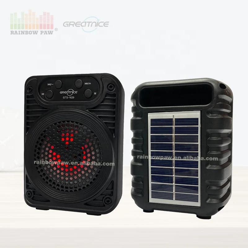 Best sellers 2023 GTS-1629 kts 3 inch portable wireless solar powered outdoor speaker usb tws amplified speaker mp3 music player