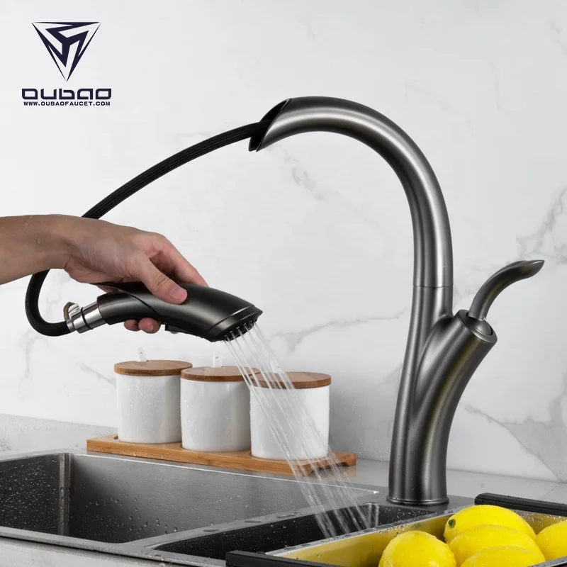 UPC NSF 61 9 Gunmetal Kitchen Water Faucet Single Handle Pull Down Kitchen Faucet For Kitchen Sink