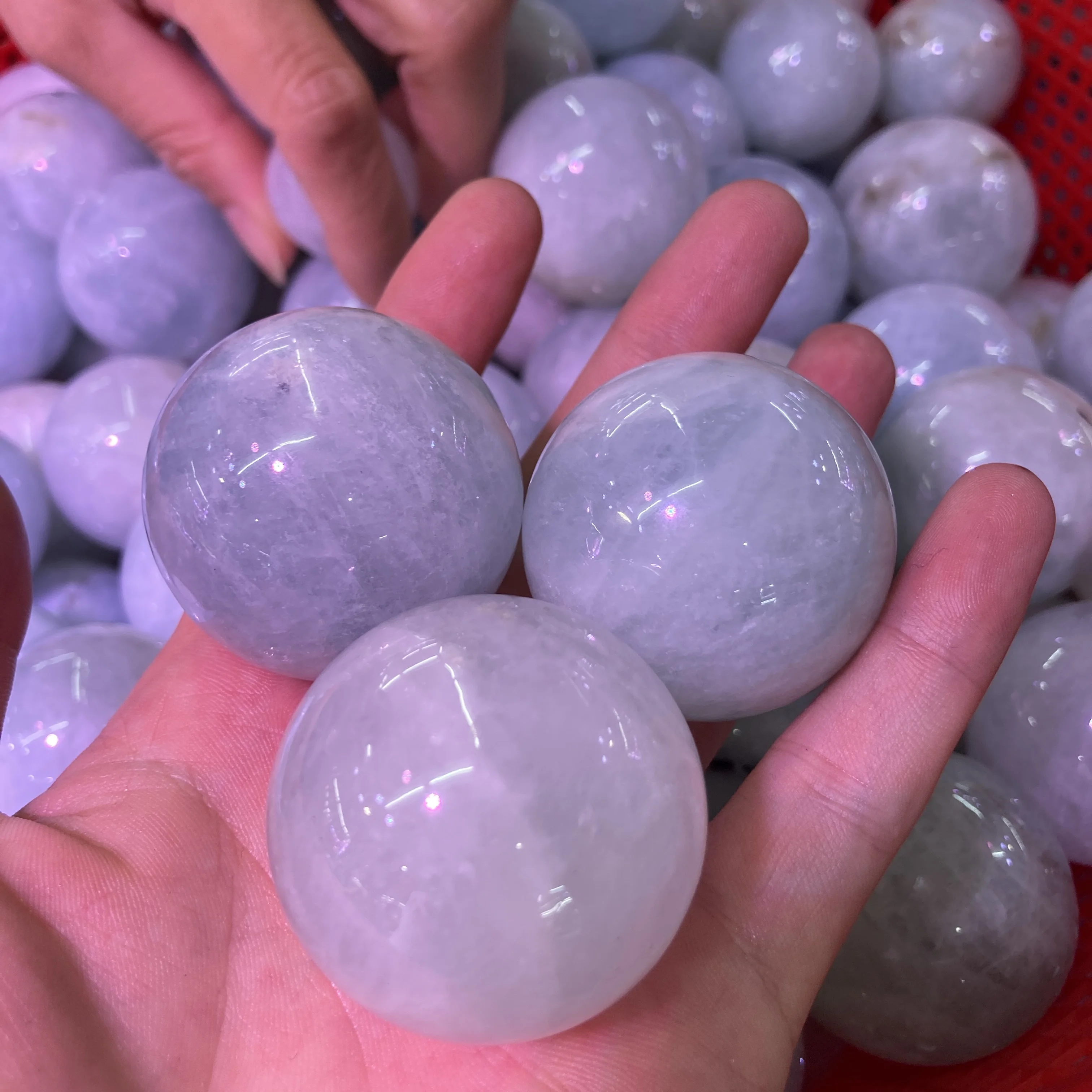 New Style Beauty Natural Aquamarine Gift Crafts Blue Round Crystal Sphere Ball