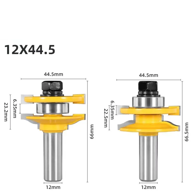 3PCS 12mm Shank Ogee Rail & Stile Backcutter Router Bit Dia44.5 Raiser Panel Woodworking Milling Cutter Wood Tenon Bits