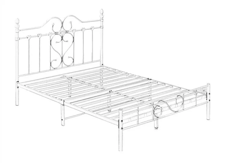 Hot SaleNew Elegant Design Wrought Iron Metal Bed White Color for Bedroom