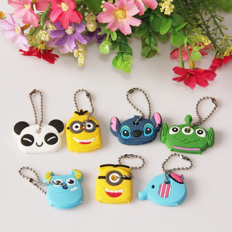 2021 Car Styling High quality Kawaii Cartoon Animal Silicone Key Caps Covers Silicone Keys Keychain Case Shell