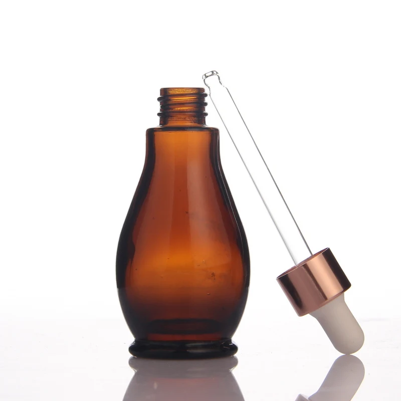 50ml Wholesale Cheap Price Amber Color Glass Pipette Essential Oil Packaging Pipe Serum Bottle with Free Samples