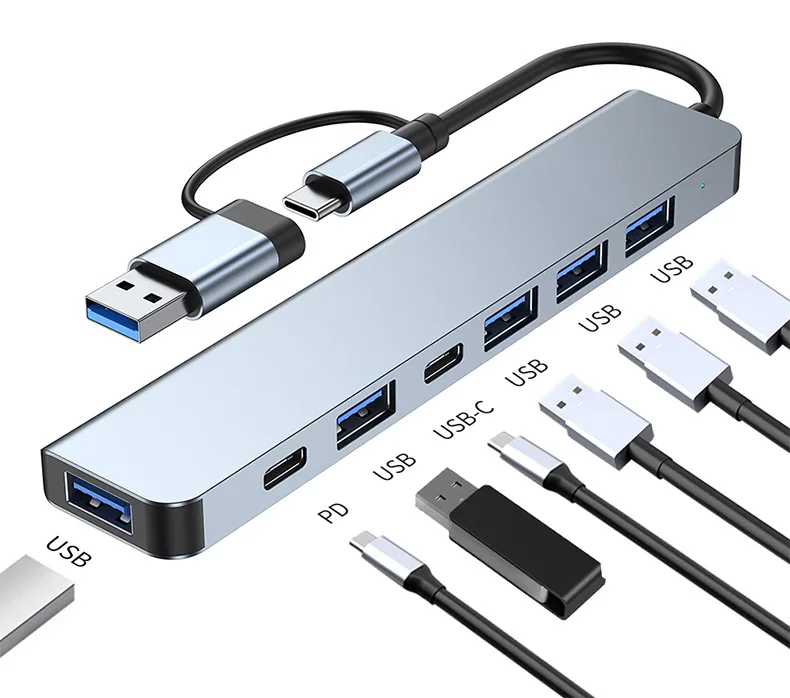 7 in1 Usb C Hub splitter usb data usb3.0 hub adapter type c docking station Type c 2.0 type-c Data hub For Computer Laptop
