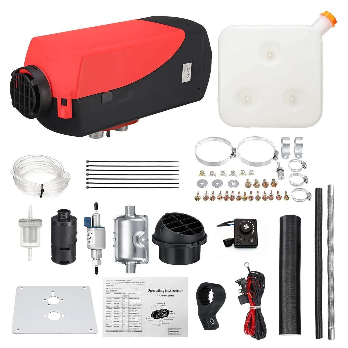 OkyRie Portable Fast Heating Defrost Defogger 5KW 12V 24V Diesel Air Heater 10L Tank Air Heaters Kit for Vans Car Trailer