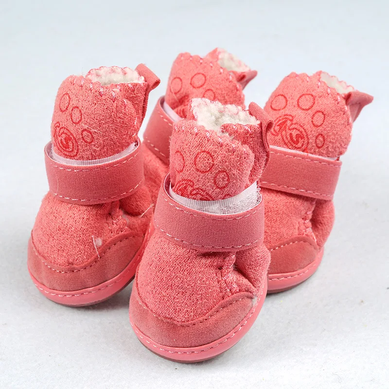 Pet shoes Snow boots autumn and winter style teddy cashmere dog cotton shoe supplies 4 PCS