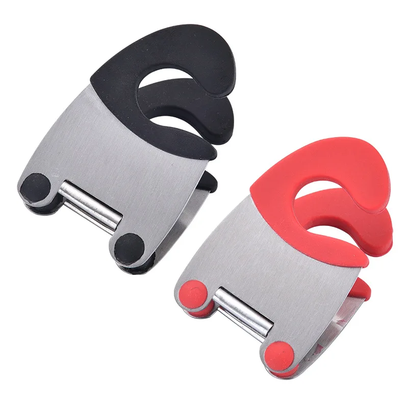 Stainless Steel Pot Side Clips Anti-scalding Spoon Holder Kitchen Gadgets Rubber Convenient Kitchen Tools