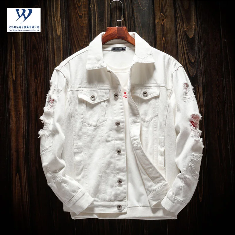Mens Denim Jean Jacket Trendy Fashion Ripped Denim Male Streetwear Jackets Cowboy Coats