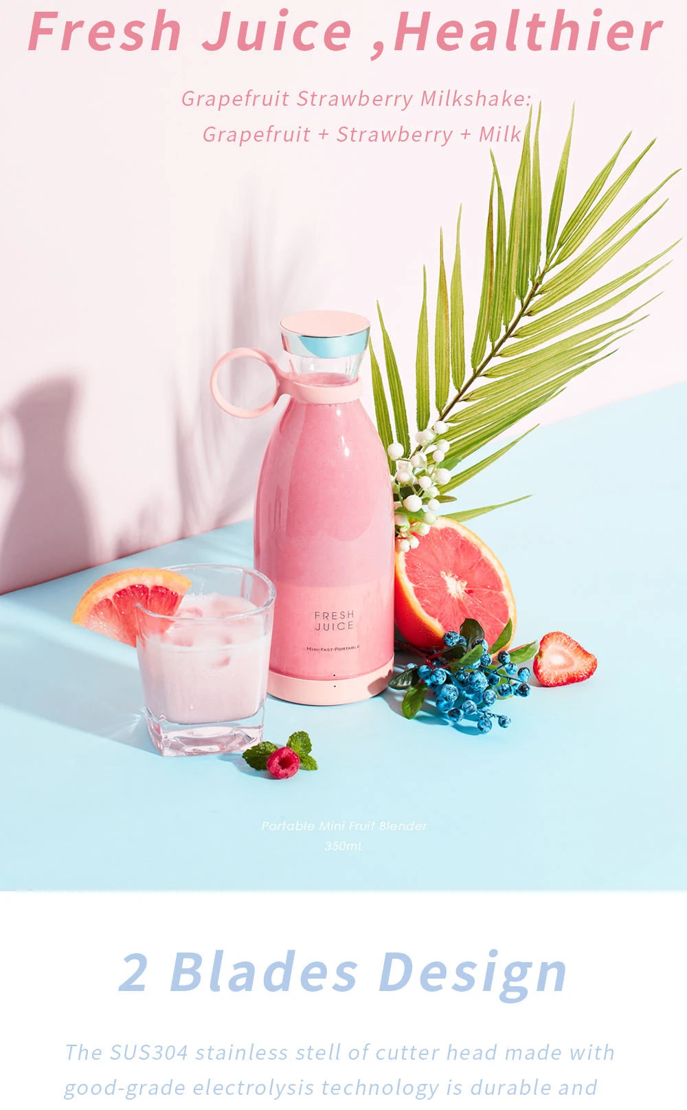 Portable Travel Blender Cup Wireless charging Fruit Juicer 2022 NEW arrival water proof Household baby juicer