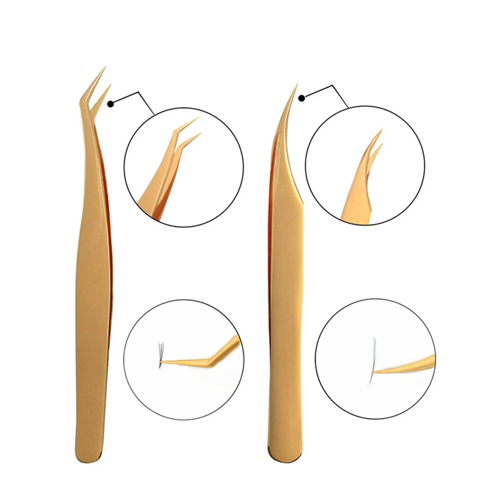 High precision Strong and durable fine workmanship Pointed gold Stainless steel Tweezer with Custom logo and packages
